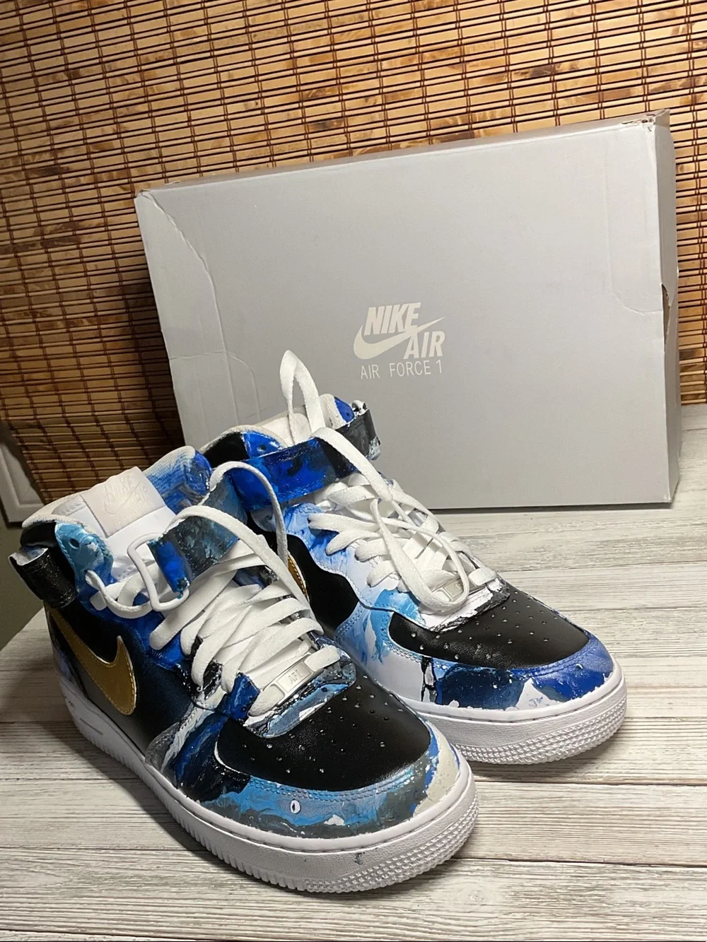 Custom Hand-Painted high-top Nike Air Force 1 sneakers Men's Size 8